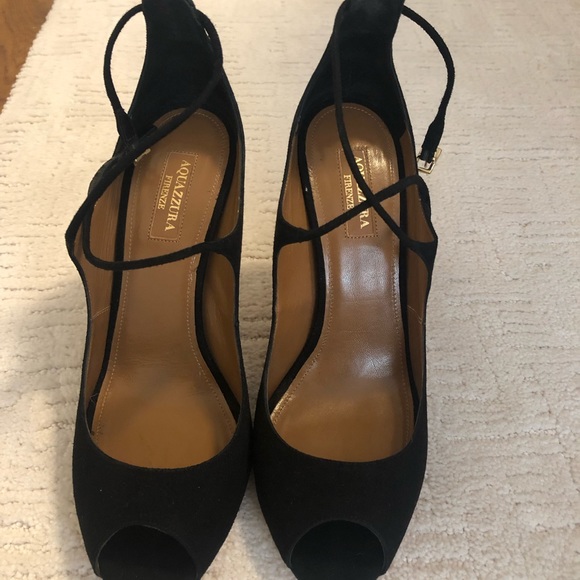 Aquazzura Zani Black Suede Pump 38.5 - Picture 3 of 4